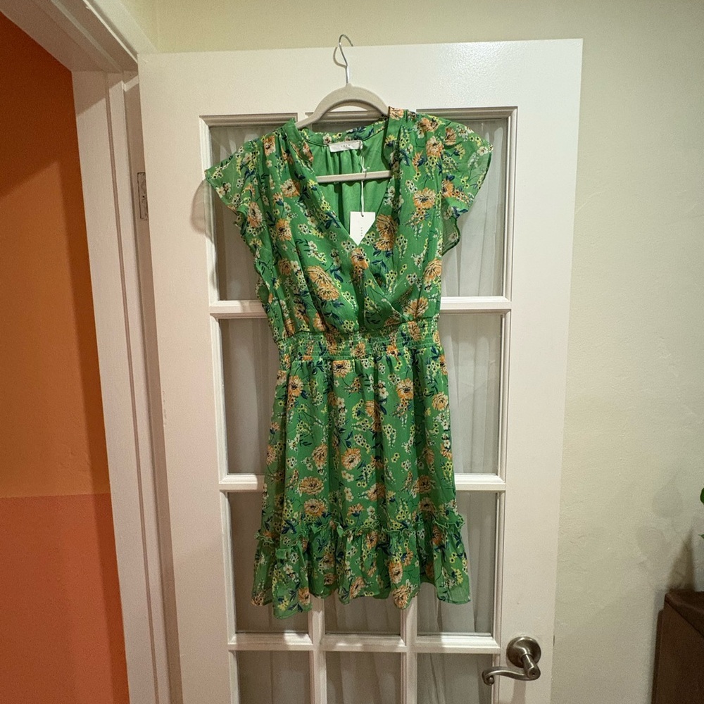 Lush Green Ruffled Wrap Sundress